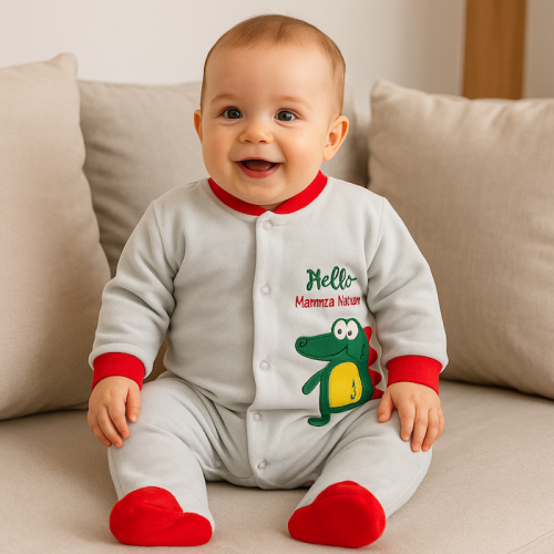 Βρεφικό Ολόσωμο Φορμάκι Βαμβακερό Bodysuit blue crocodile